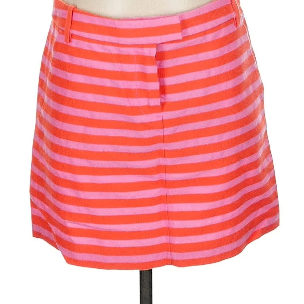 JCrew Pink &‎ Orange Striped Hip Slung Mini Skirt Women's Size 2 - Picture 2 of 13